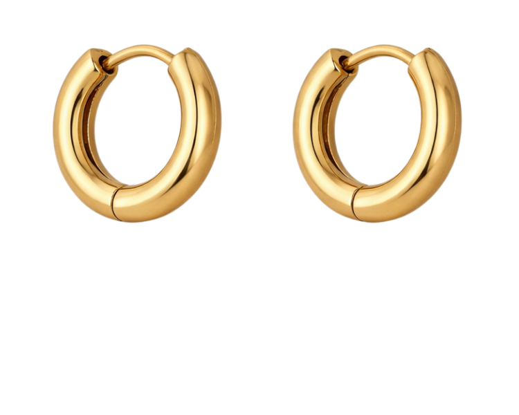 Gold Circle Huggie Hoop Earrings