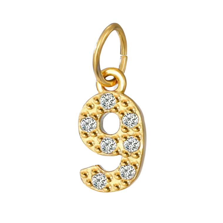 Gold CZ Number Charm Collection
