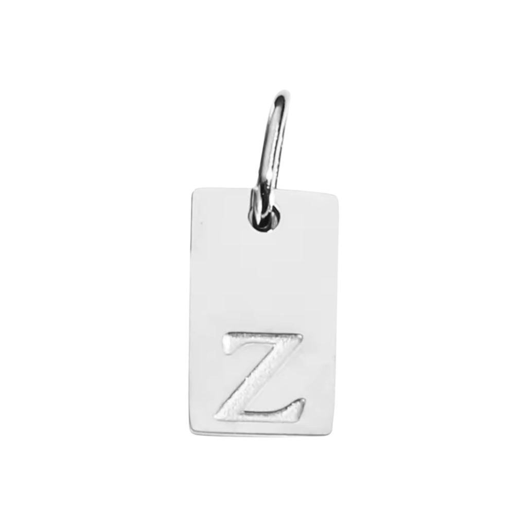 Small Silver Rectangle Stamped Initial Collection