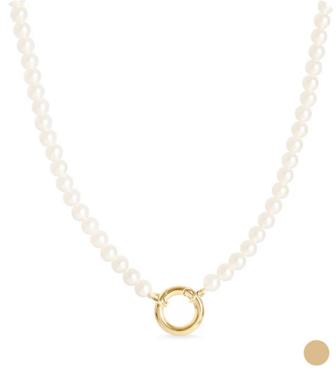 Pearl Necklace Gold Charm Keeper