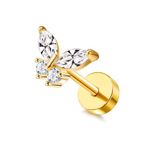 Silver CZ Butterfly Earring