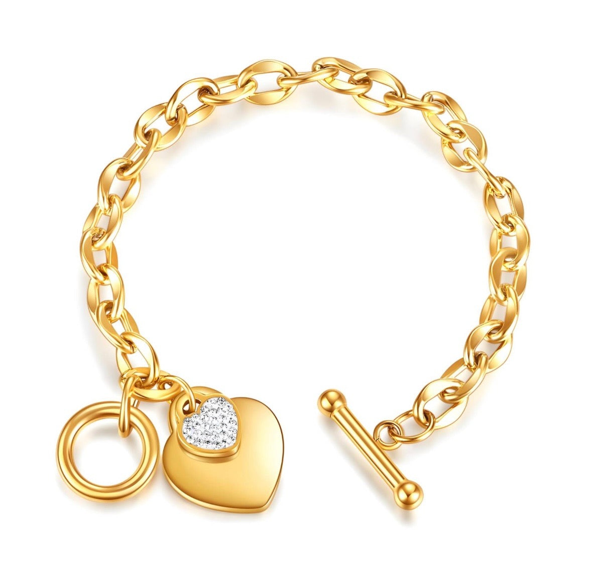 Gold Heart CZ Bracelet