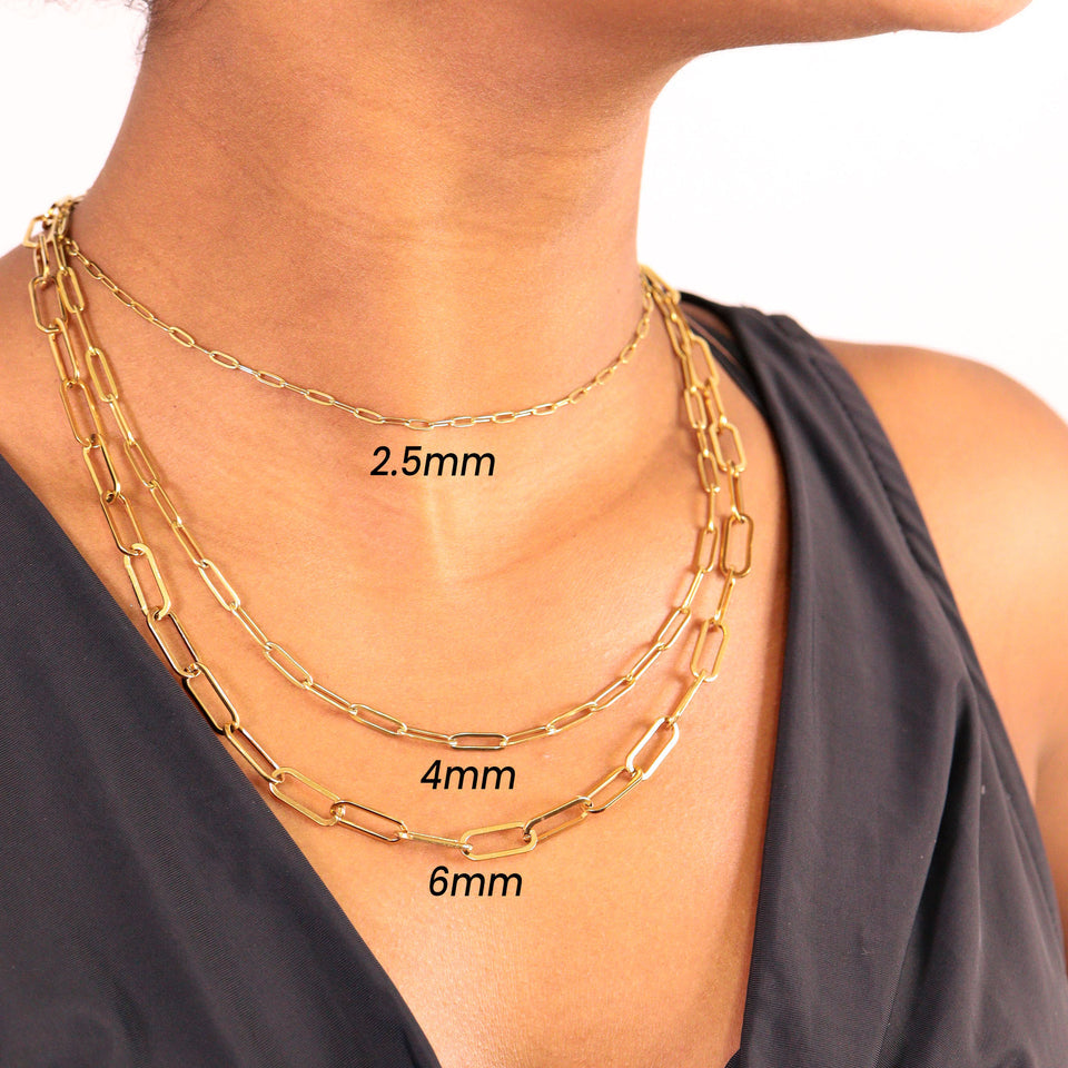 2.5mm Silver Paperclip Chain Necklace