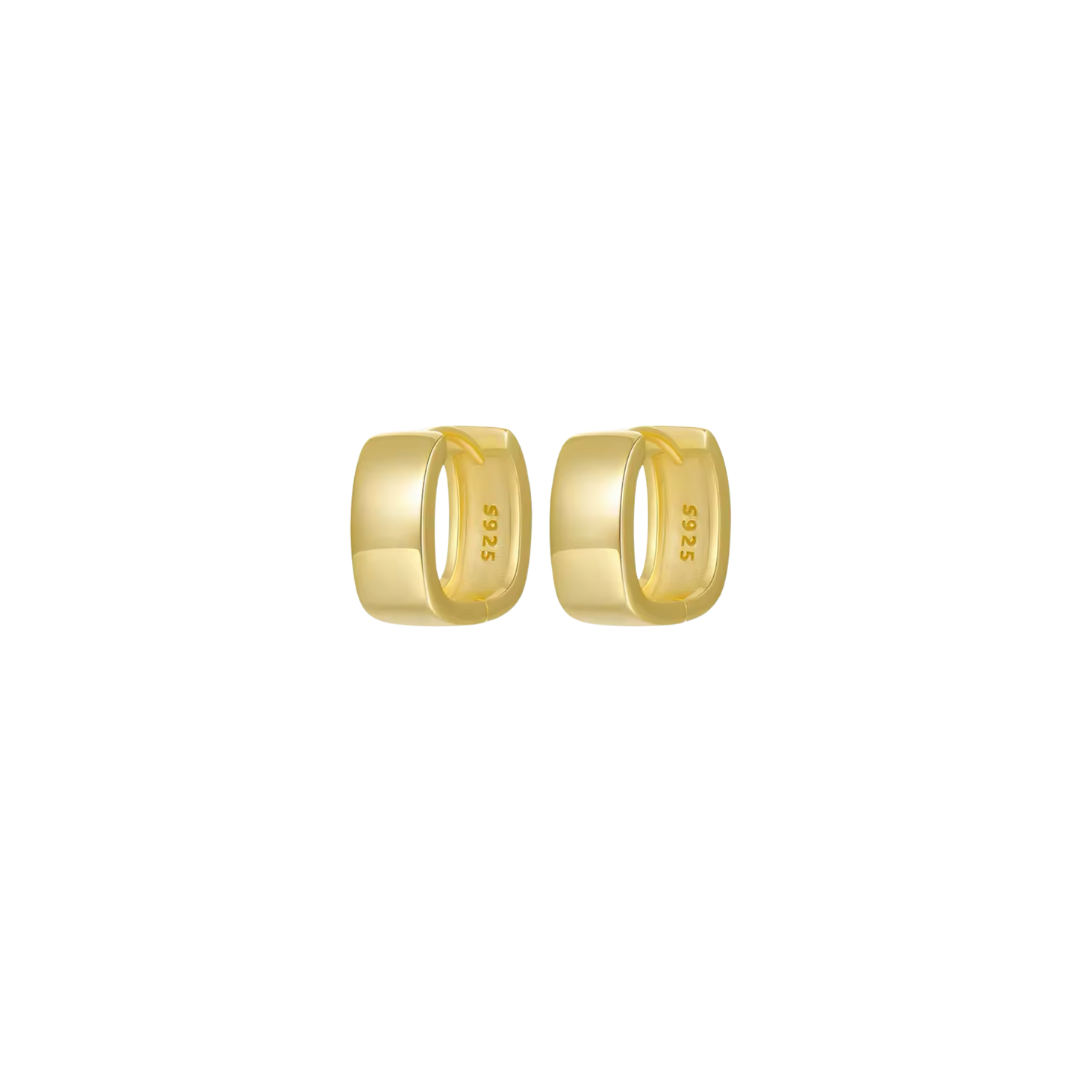 8mm Chunky Gold Square Huggies