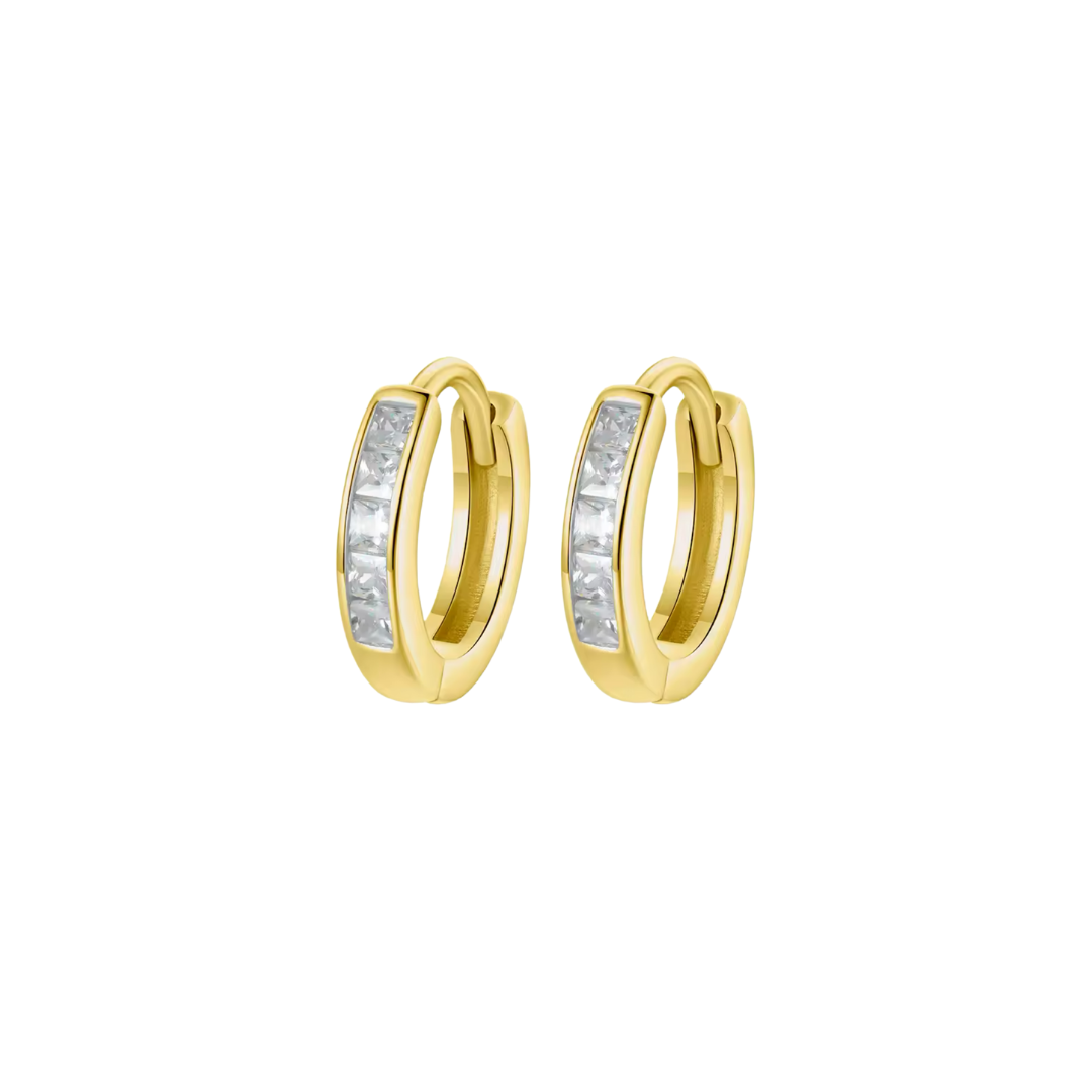 Gold Huggie CZ Earrings
