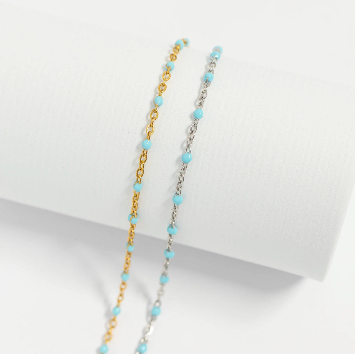 Silver with Turquoise Enamel Cable Chain Bracelet