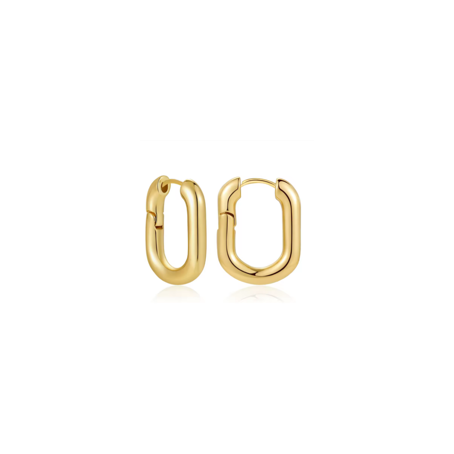 Gold Chunky Oval Huggie Earrings