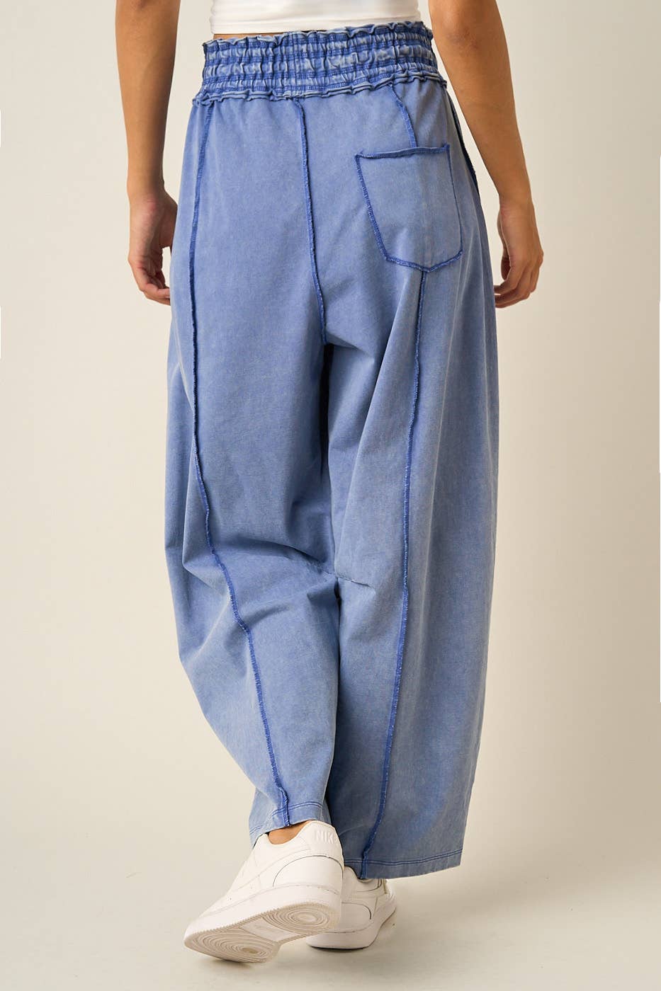 MINERAL WASH SEAM DETAIL PULL ON BARREL PANTS: HONEY GOLD / S-M-L(2-2-2)