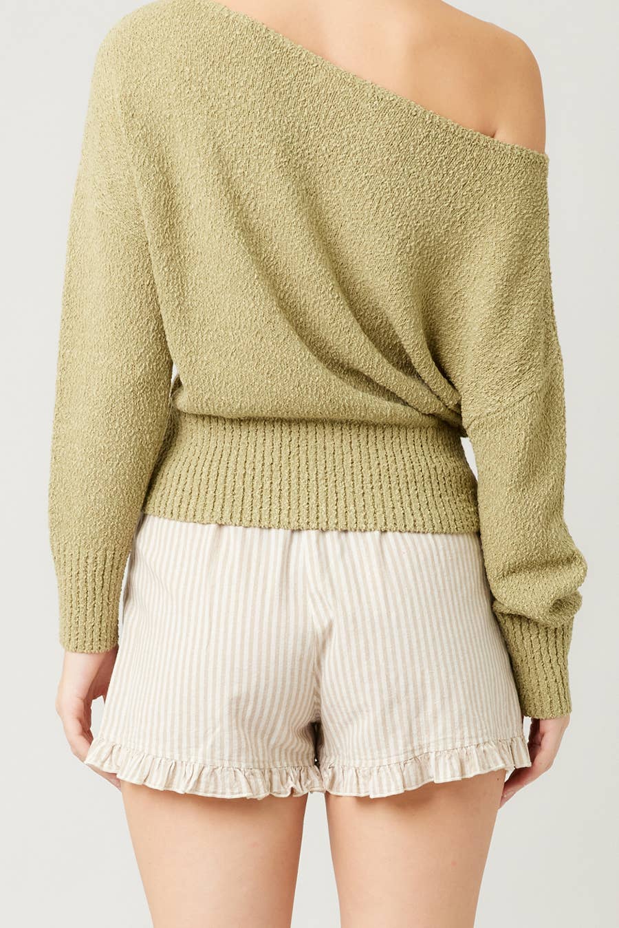 IM8278 - Striped Cotton Ruffle Shorts: BLUE / S-M-L (3-2-1)