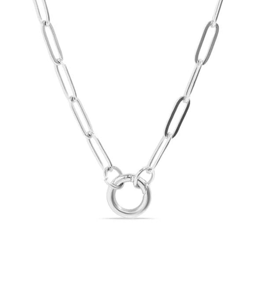 Silver Paperclip Charm Keeper Necklace