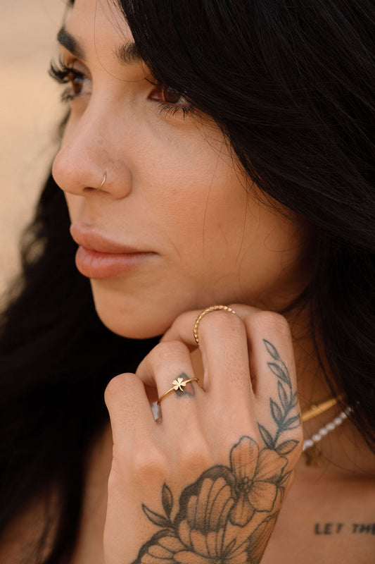 Gold Four Leaf Clover Symbol Ring