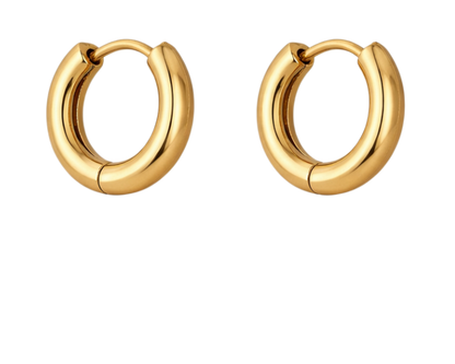 Gold Circle Huggie Hoop Earrings