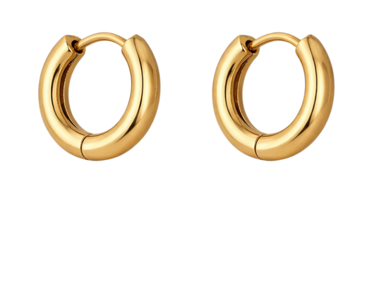 15mm Gold Circle Huggie Hoop Earrings