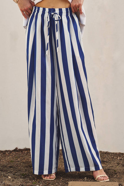 Breezy Linen-Blend Striped Wide-Leg Pants: GREEN / S-2/M-2/L-2