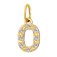 Gold CZ Number Charm Collection - 0
