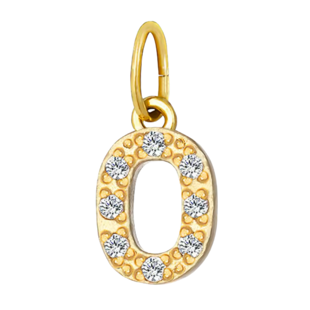 Gold CZ Number Charm Collection