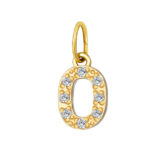 Gold CZ Number Charm Collection