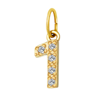 Gold CZ Number Charm Collection - 1