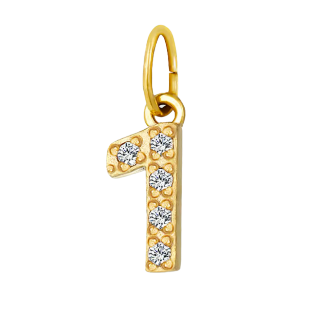 Gold CZ Number Charm Collection