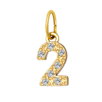 Gold CZ Number Charm Collection - 2