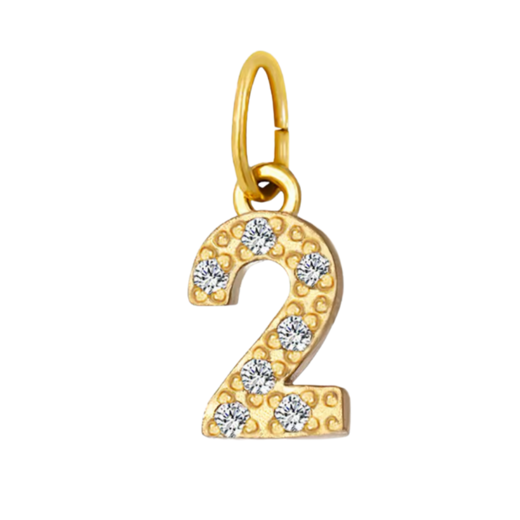 Gold CZ Number Charm Collection