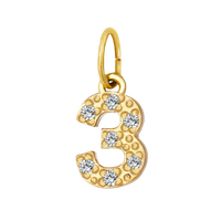 Gold CZ Number Charm Collection - 3