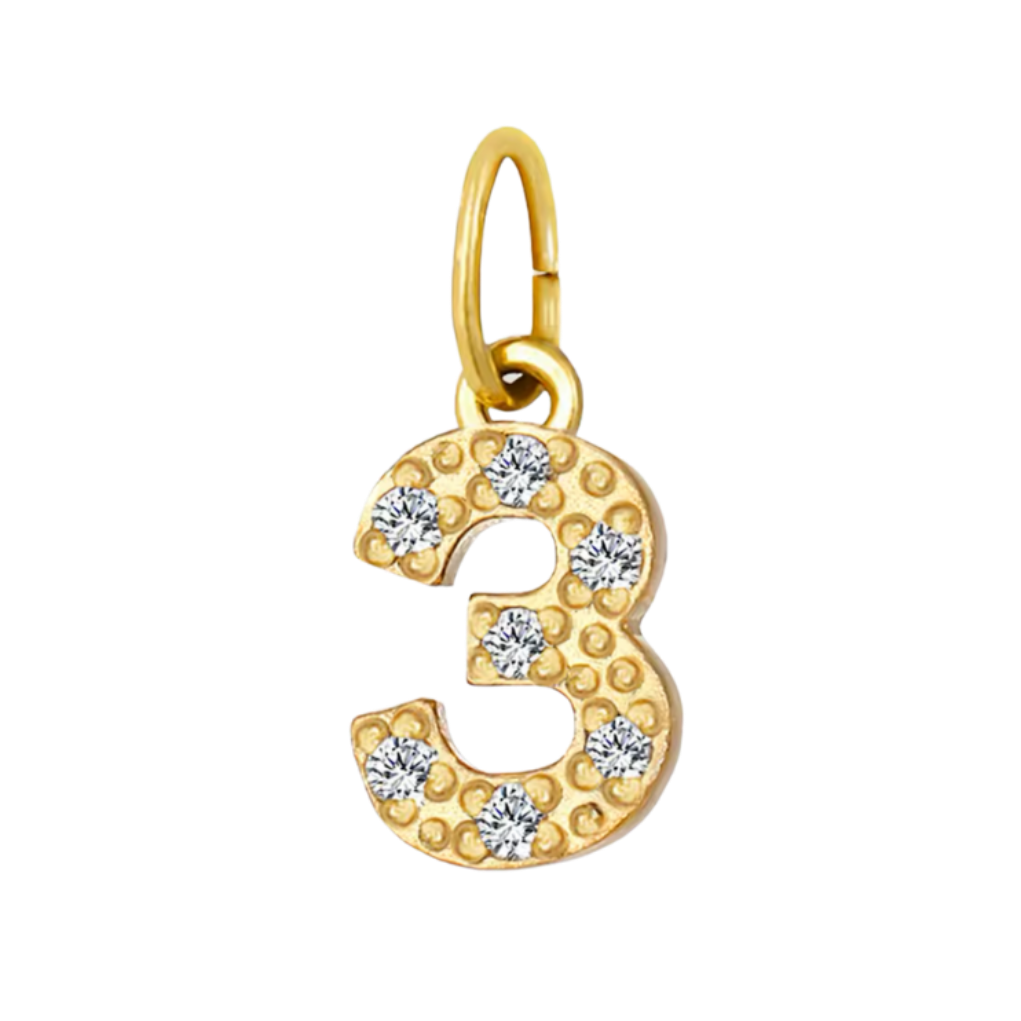 Gold CZ Number Charm Collection