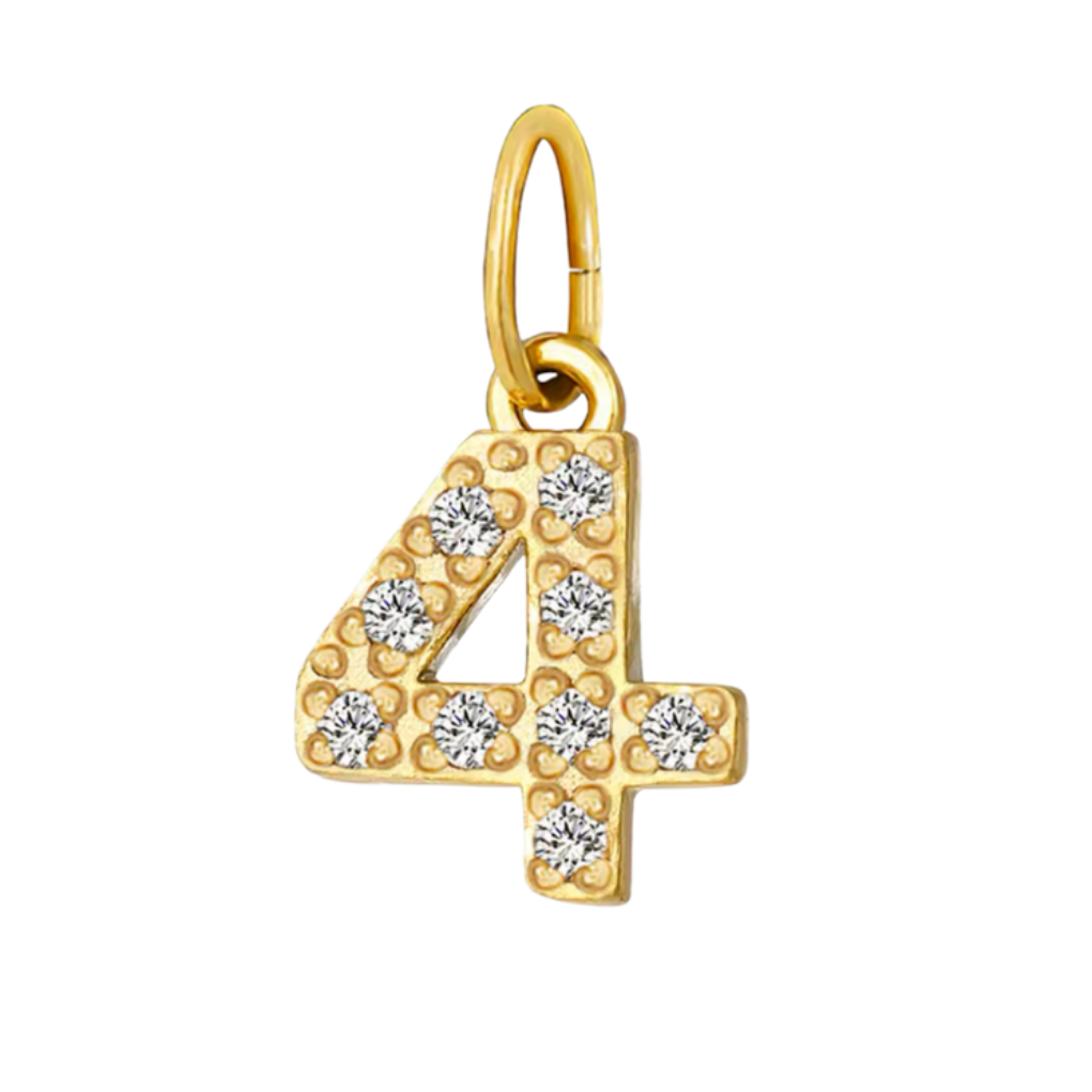 Gold CZ Number Charm Collection