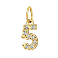 Gold CZ Number Charm Collection - 5