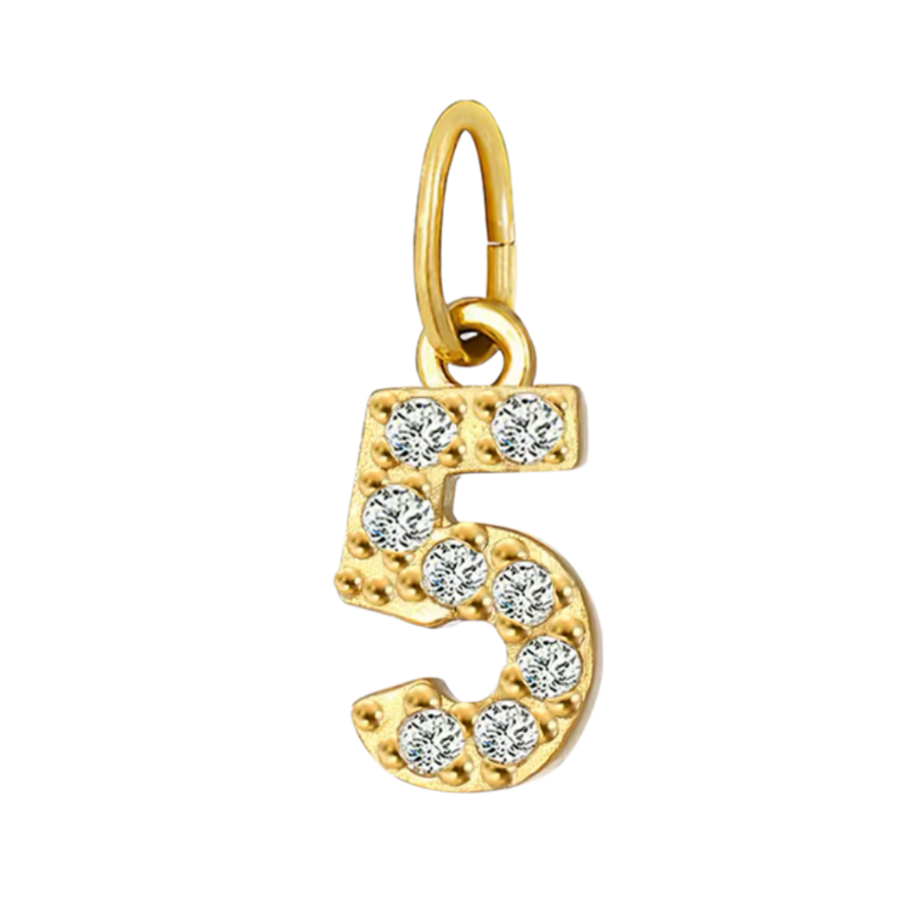 Gold CZ Number Charm Collection