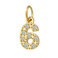 Gold CZ Number Charm Collection - 6