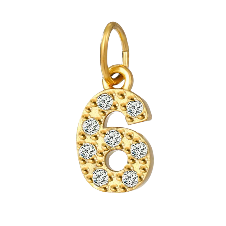 Gold CZ Number Charm Collection