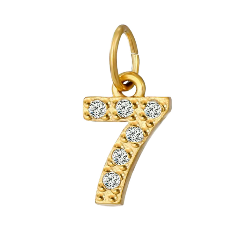 Gold CZ Number Charm Collection