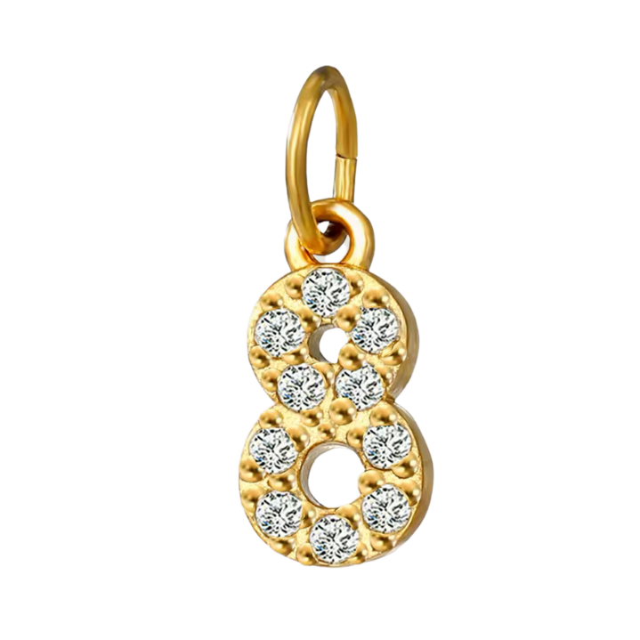 Gold CZ Number Charm Collection