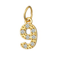 Gold CZ Number Charm Collection - 9