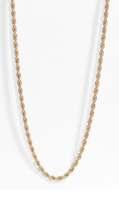 Gold Rope Twisted Chain Necklace