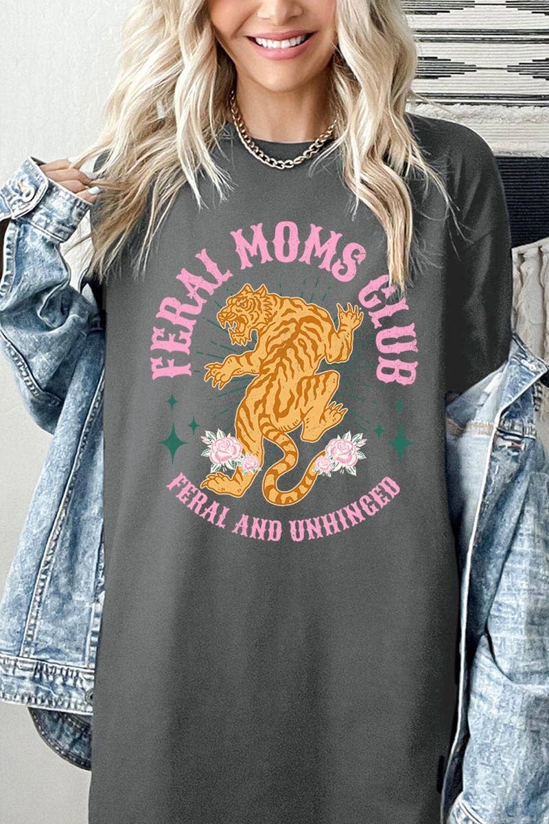 Feral Mama Club Graphic Heavy Cotton Tee: BLACK / L