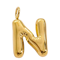 Large Gold Bubble Letter Collection - 'N' Gold Bubble Letter