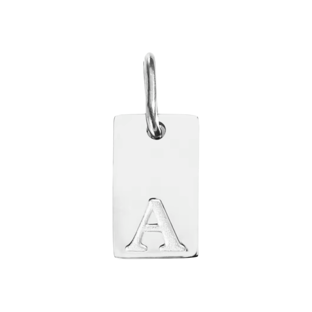 Small Silver Rectangle Stamped Initial Collection