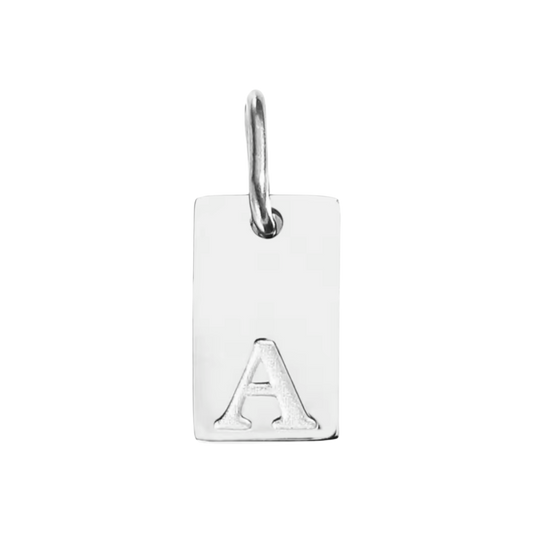 Small Silver Rectangle Stamped Initial Collection