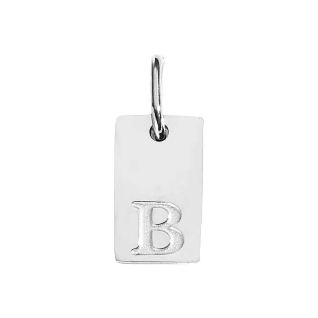 Small Silver Rectangle Stamped Initial Collection