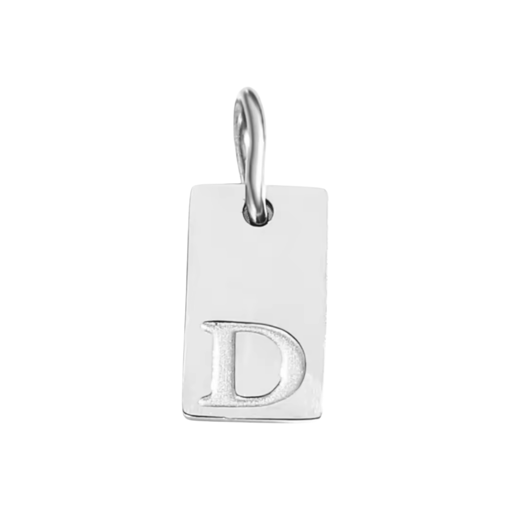 Small Silver Rectangle Stamped Initial Collection