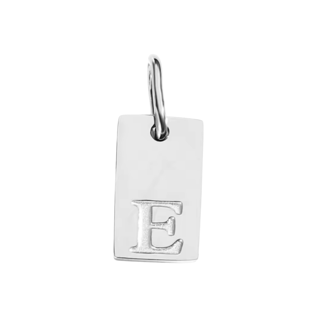 Small Silver Rectangle Stamped Initial Collection