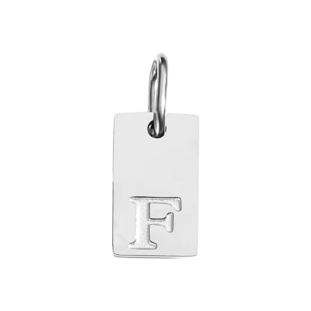 Small Silver Rectangle Stamped Initial Collection