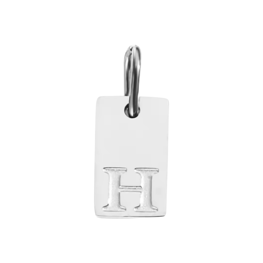 Small Silver Rectangle Stamped Initial Collection