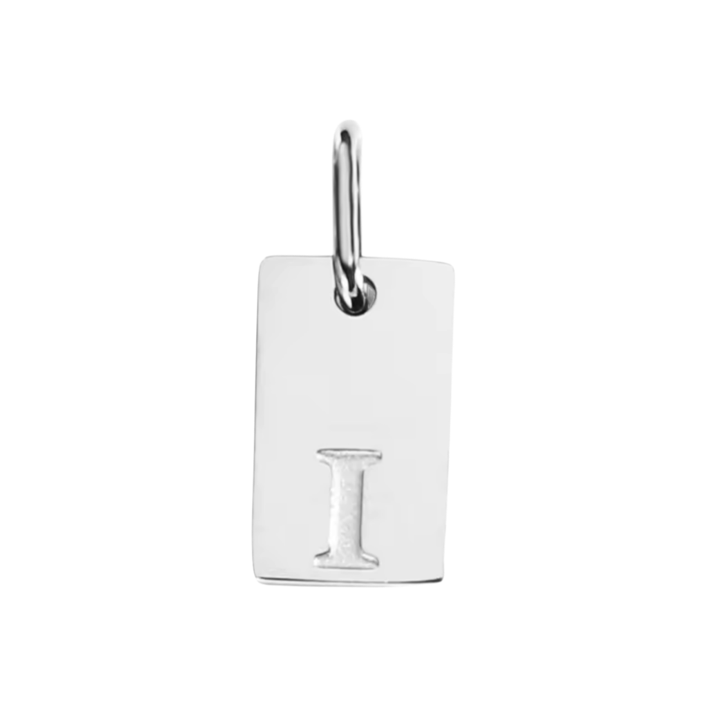 Small Silver Rectangle Stamped Initial Collection