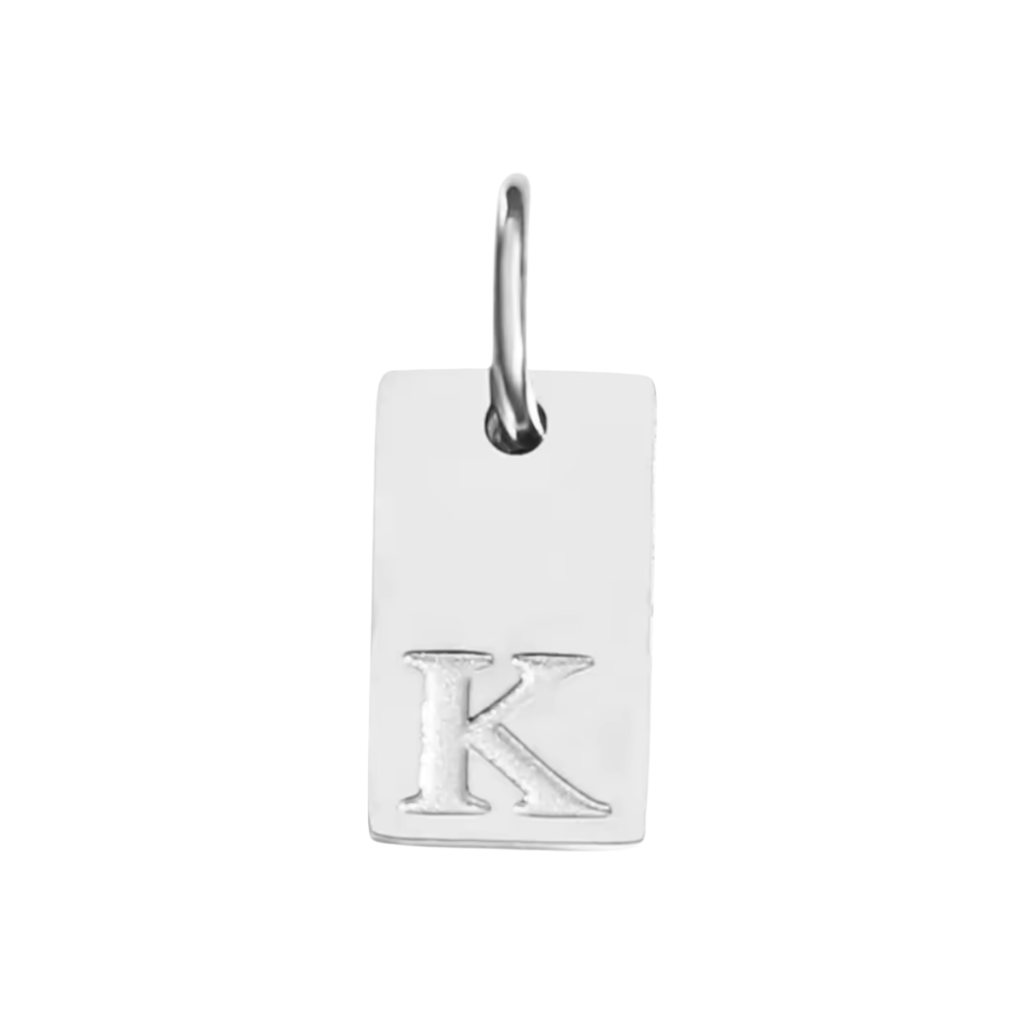Small Silver Rectangle Stamped Initial Collection