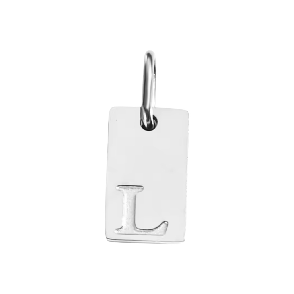 Small Silver Rectangle Stamped Initial Collection
