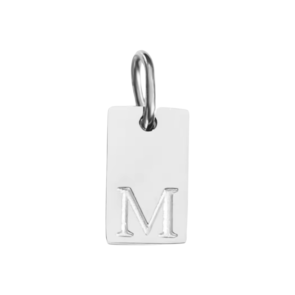 Small Silver Rectangle Stamped Initial Collection