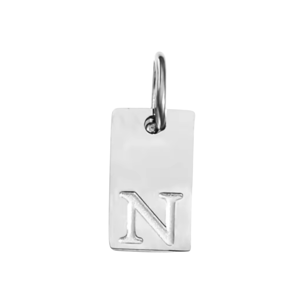 Small Silver Rectangle Stamped Initial Collection